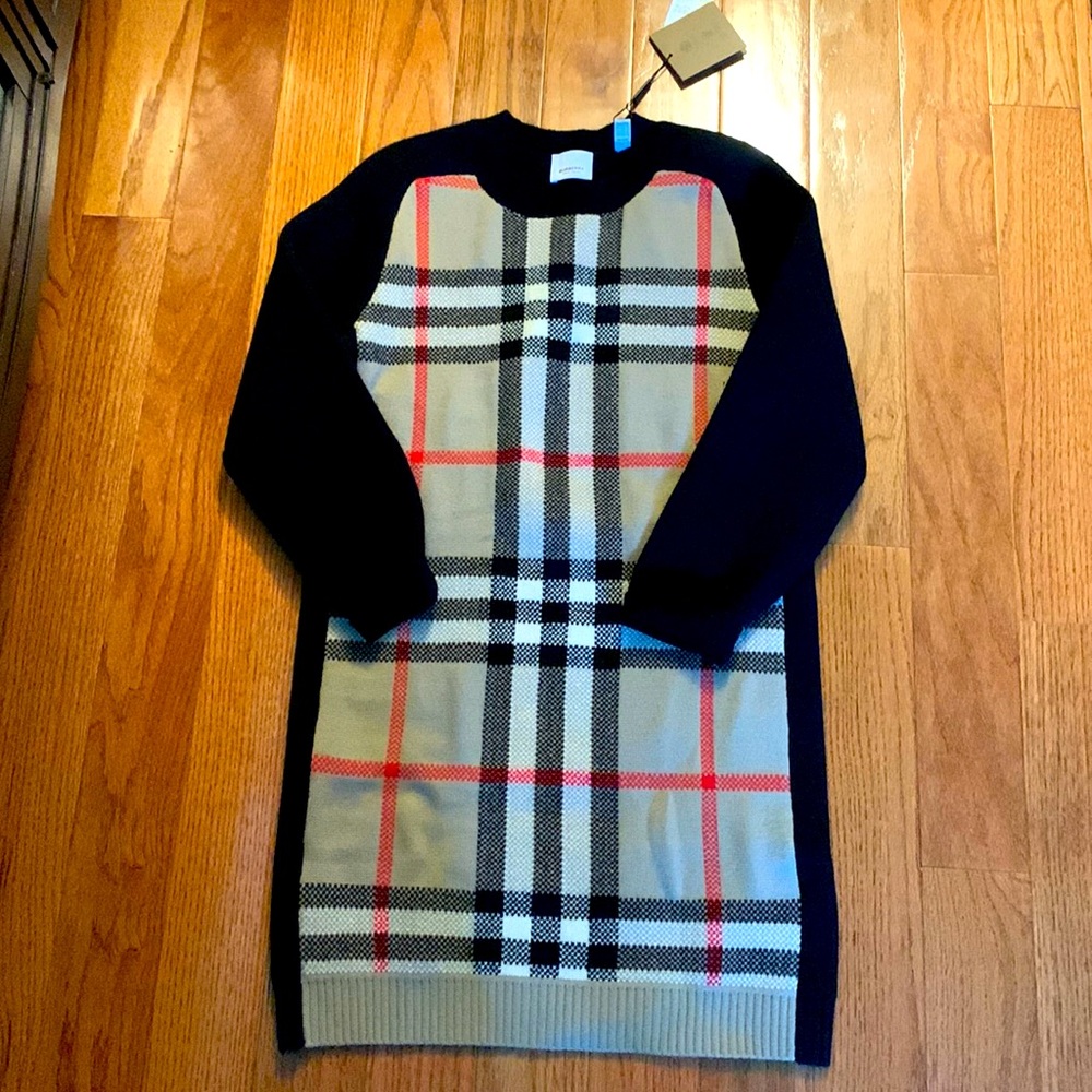 Girls Checkered Jacquard Burberry Dress